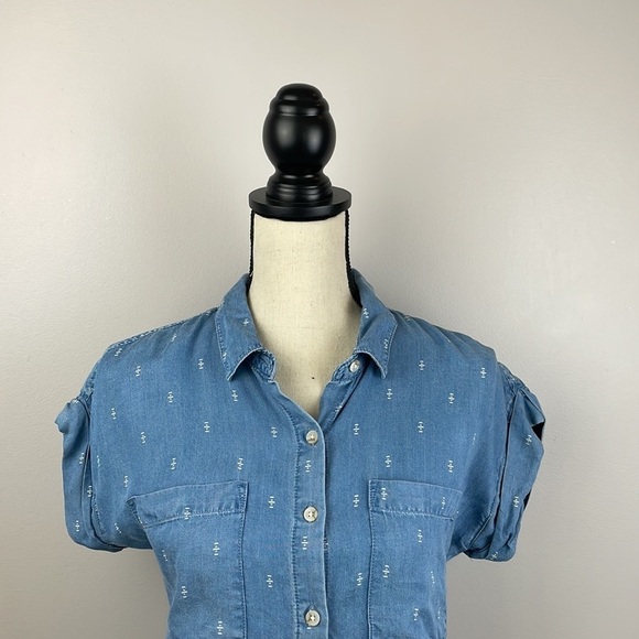 Thread & Supply Mini Dress SZ XS Short Sleeve Full Button Down - Picture 2 of 14